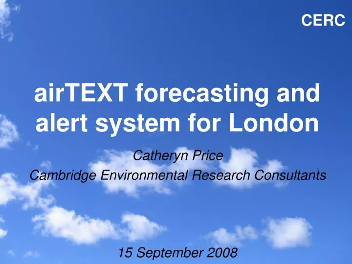 airtext forecasting and alert system for london