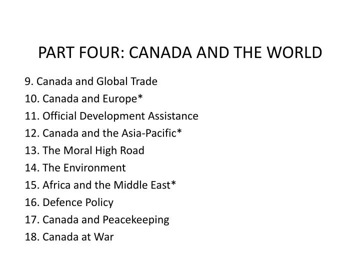part four canada and the world
