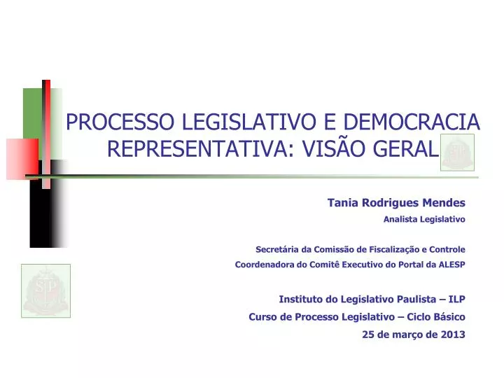 processo legislativo e democracia representativa vis o geral