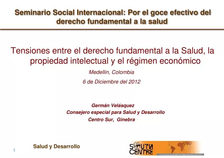 seminario social internacional por el goce efectivo del derecho fundamental a la salud
