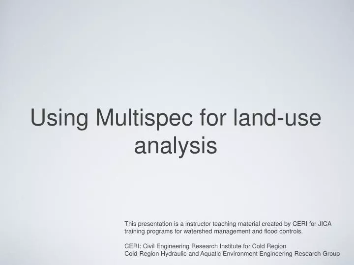 using multispec for land use analysis