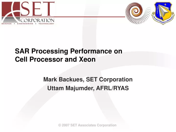sar processing performance on cell processor and xeon