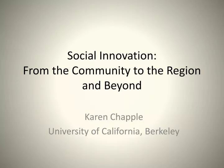 social innovation from the community to the region and beyond