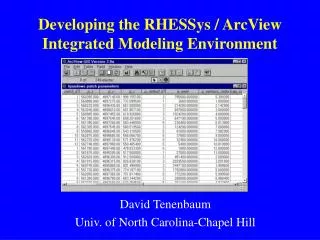 Developing the RHESSys / ArcView Integrated Modeling Environment