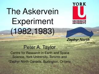 The Askervein Experiment (1982,1983)