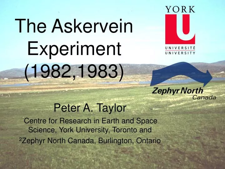 the askervein experiment 1982 1983