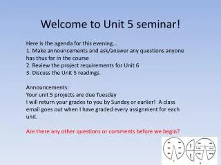 Welcome to Unit 5 seminar!
