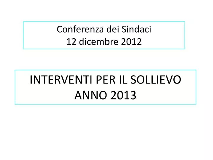 interventi per il sollievo anno 2013