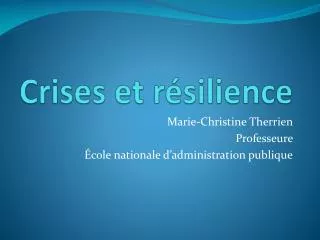 crises et r silience