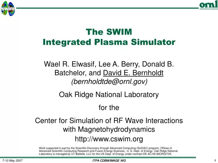 the swim integrated plasma simulator