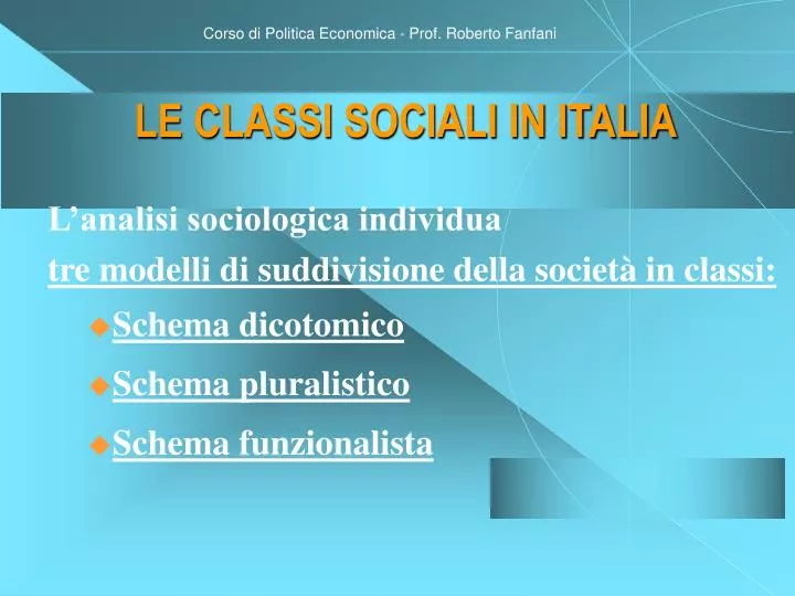 le classi sociali in italia