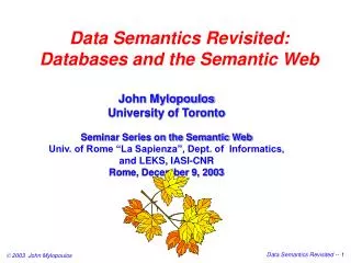 Data Semantics Revisited: Databases and the Semantic Web