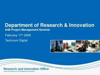 Department of Research &amp; Innovation A4B Project Management Seminar