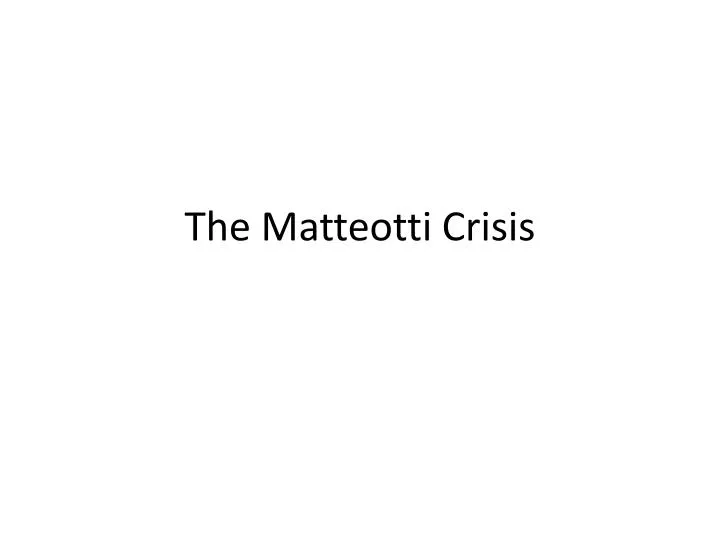 the matteotti crisis