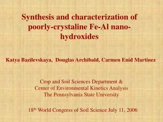 Synthesis and characterization of poorly-crystaline Fe-Al nano-hydroxides