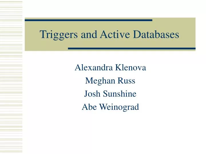 triggers and active databases
