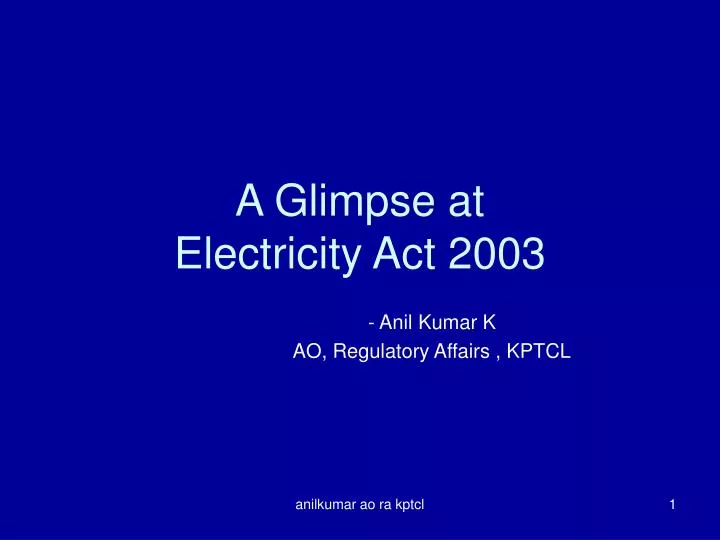 a glimpse at electricity act 2003