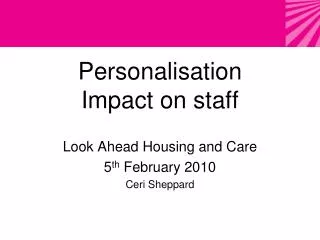 Personalisation Impact on staff