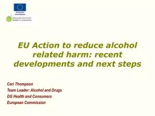 EU Action to reduce alcohol related harm: recent developments and next steps