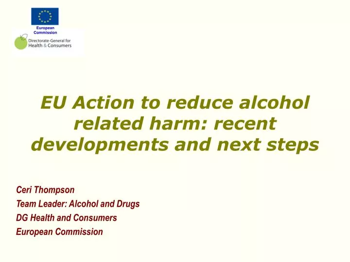 eu action to reduce alcohol related harm recent developments and next steps