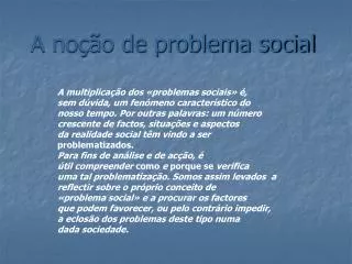 a no o de problema social