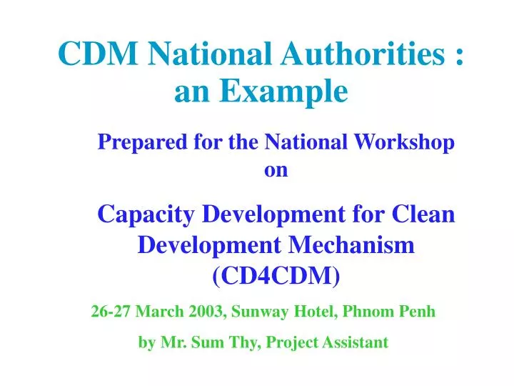 cdm national authorities an example