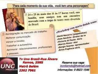 Reserve sua vaga: bonitamds@hotmail informações: 9 8923 1546