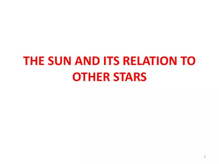 the sun and its relation to other stars