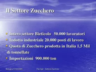il settore zucchero