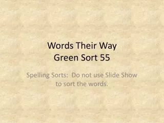 Words Their Way Green Sort 55