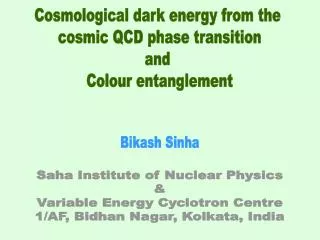 Cosmological dark energy from the cosmic QCD phase transition and Colour entanglement