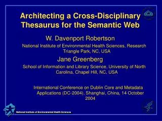 Architecting a Cross-Disciplinary Thesaurus for the Semantic Web