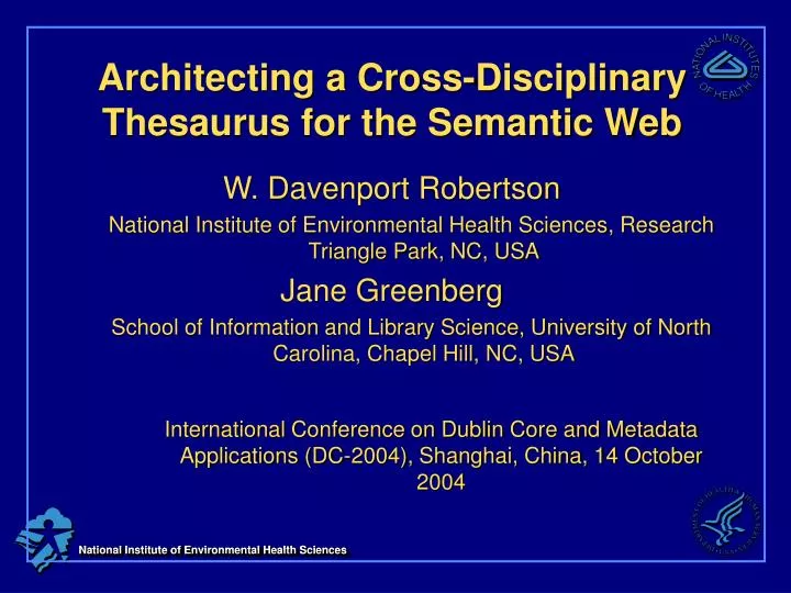 architecting a cross disciplinary thesaurus for the semantic web