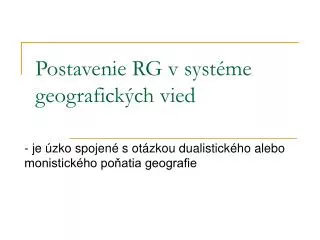 postavenie rg v syst me geografick ch vied