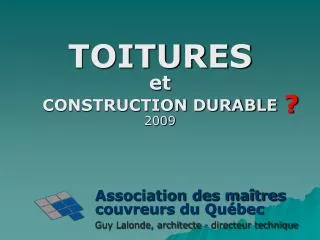 toitures et construction durable 2009