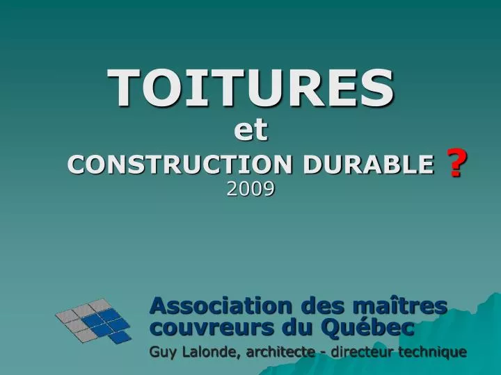 toitures et construction durable 2009