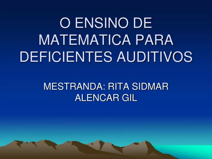 o ensino de matematica para deficientes auditivos