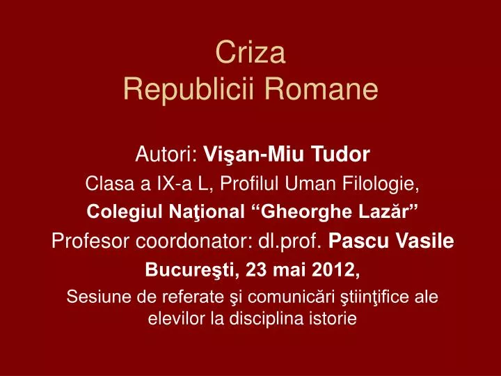 criza republicii romane