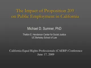 The Impact of Proposition 209 on Public Employment in California