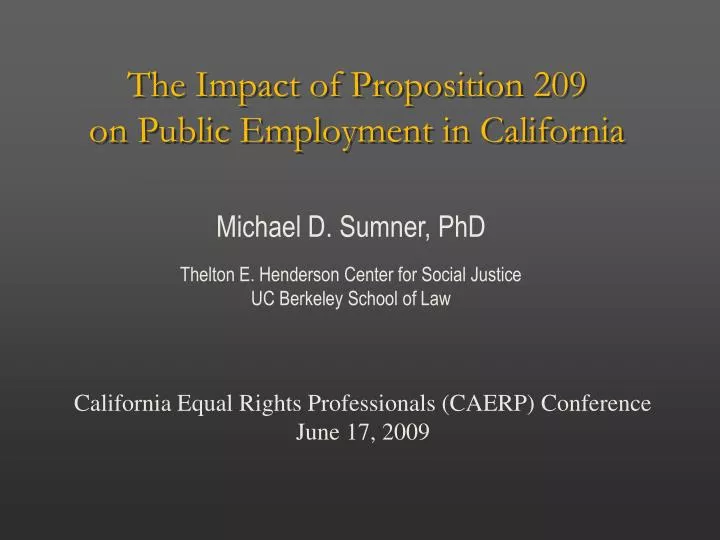the impact of proposition 209 on public employment in california