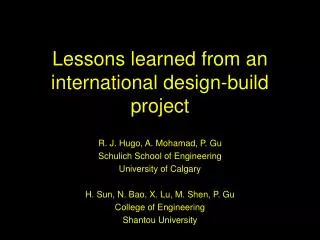 Lessons learned from an international design-build project