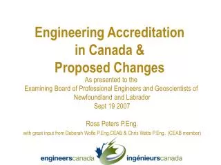 As presented to the Examining Board of Professional Engineers and Geoscientists of