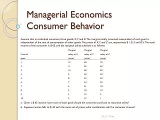 Managerial Economics Consumer Behavior