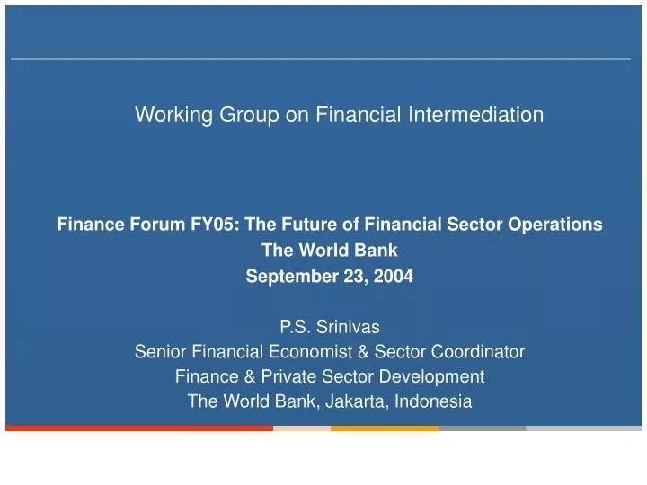 working group on financial intermediation