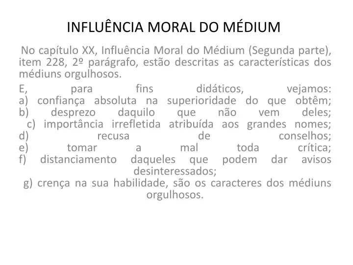 influ ncia moral do m dium