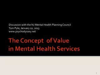 The Concept of Value in Mental Health Services
