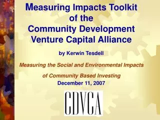 Community Development Venture Capital