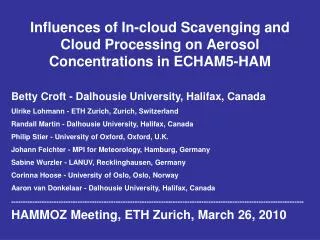 Influences of In-cloud Scavenging and Cloud Processing on Aerosol Concentrations in ECHAM5-HAM
