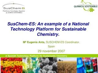 SusChem-ES: An example of a National Technology Platform for Sustainable Chemistry.