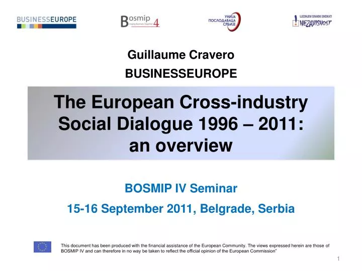 the european cross industry social dialogue 1996 2011 an overview